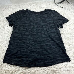 Lululemon Quick Pace Short Sleeve Sequoia Camo Print Deep Coal Black